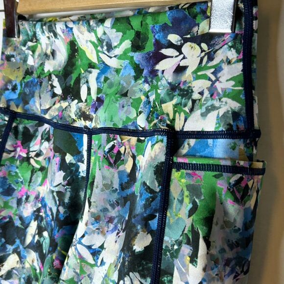 Sweaty Betty Super Sculpt Blue Green Floral Print High-Rise Bike Shorts Size XS - Picture 14 of 14